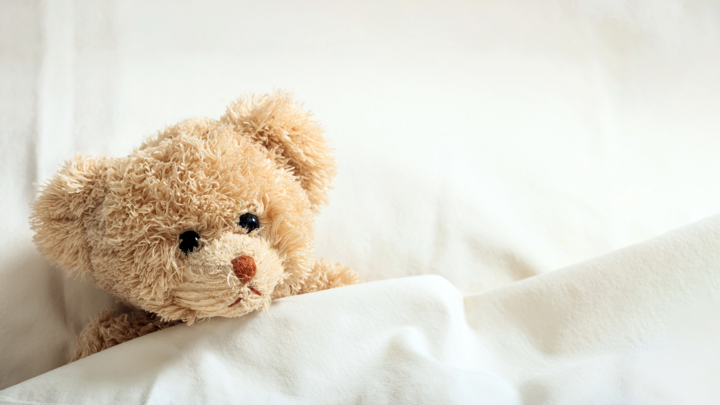 くまのぬいぐるみ　ベッド